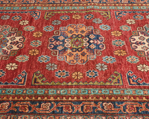 11 Feet Red Kazak Afghan Hand Knotted Wool Runner Rug